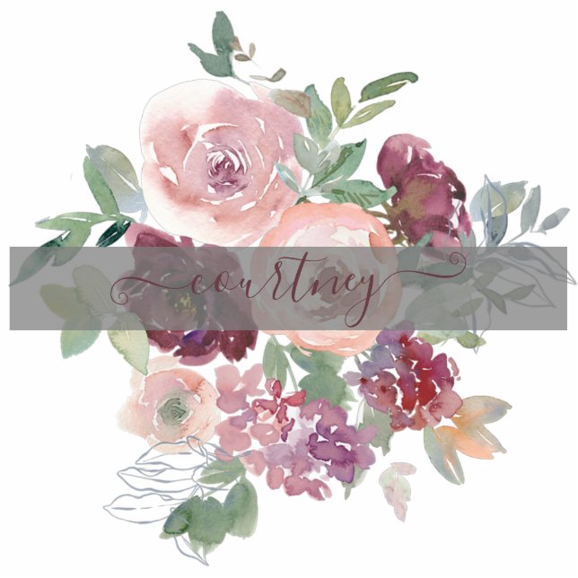 Personalisierter Magnet aus Burgund und Rosa Fotoskulptur Magnet