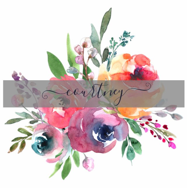 Personalisierter Magnet für Rosa und Orange Fotoskulptur Magnet (Vorne)