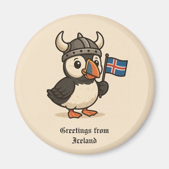 Personalisierter Magnet - Island puffin (Vorne)