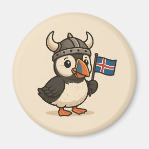 Personalisierter Magnet - Island puffin