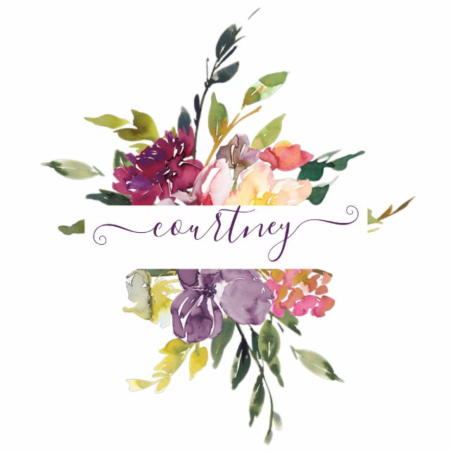 personalisierter Magnet mit lila und roter Blüte Fotoskulptur Magnet (Vorne)