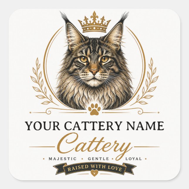 Personalisierter Maine Coon Cattery Aufkleber  (Vorderseite)