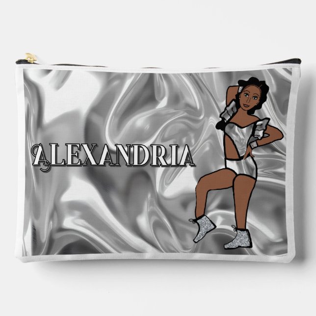 Personalisierter Majorette-Tänzer Liquid Silber #1 Zubehörtasche (Vorderseite)