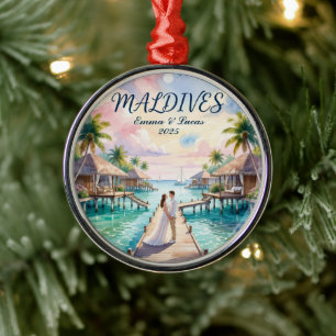 Personalisierter Malediven-Honeymoon Ornament Aus Metall