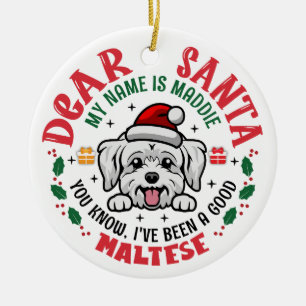 Personalisierter maltesischer Hund Weihnachtsbaum  Keramik Ornament