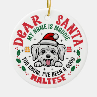 Personalisierter maltesischer Hund Weihnachtsbaum  Keramik Ornament