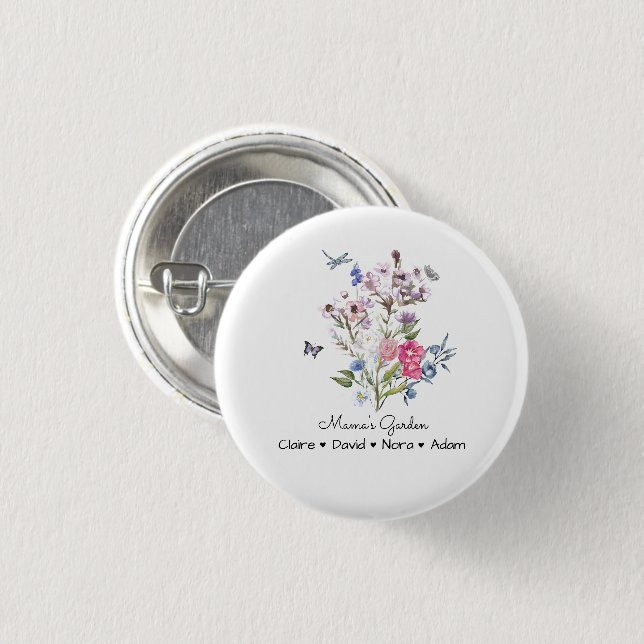 Personalisierter Mama-Garten Button (Vorne & Hinten)