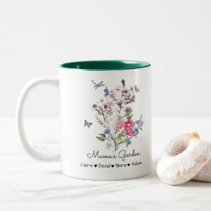 Personalisierter Mama-Garten Zweifarbige Tasse