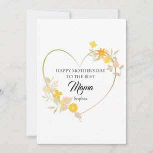 Personalisierter Mama-Name Muttertags-Blumenherz Karte