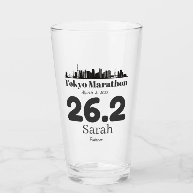 Personalisierter Marathon-Finisher von Tokio, Run  Glas (Vorderseite)