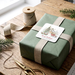 Personalisierter Märchen-Weihnachtsgeschenk-Siegel Quadratischer Aufkleber