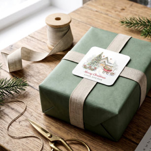 Personalisierter Märchen-Weihnachtsgeschenk-Siegel Quadratischer Aufkleber