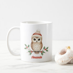 Personalisierter märchenhafter Eulen-Weihnachtsbec Kaffeetasse