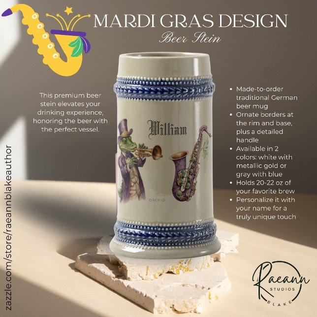 Personalisierter Mardi Gras Design Bierkrug Bierglas (Von Creator hochgeladen)