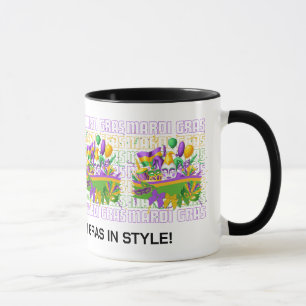 Personalisierter MARDI GRAS Maskenbanner Tasse