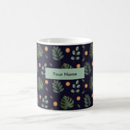 Personalisierter marineblauer botanischer Blumen-M Kaffeetasse