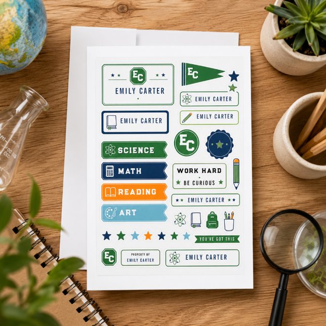 Personalisierter marinegrüner Wissenschaftsschul U (Personalized Navy Green Science School Cover
)