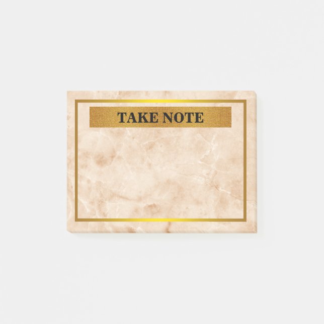 Personalisierter Marmor Notiz mit Goldgrenze (Vorderseite)
