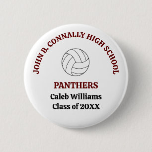 Personalisierter Maroon High School Volleyballspie Button