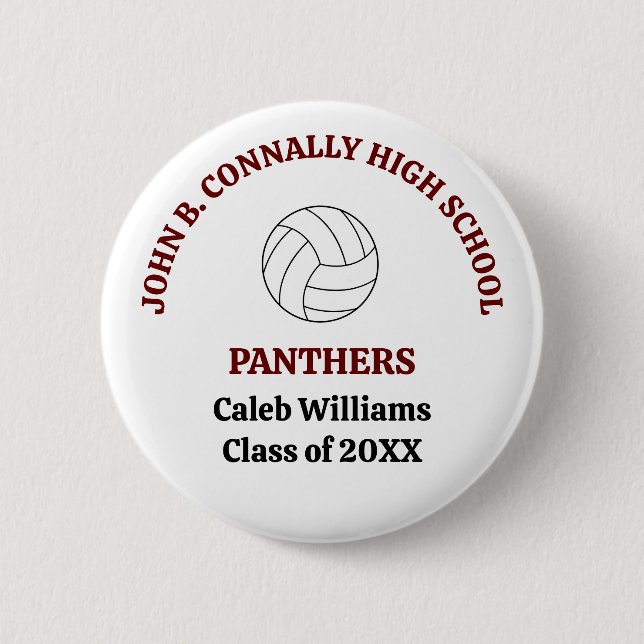 Personalisierter Maroon High School Volleyballspie Button (Vorderseite)