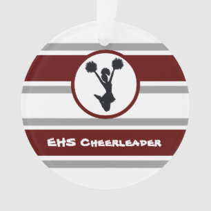 Personalisierter Maroon und Gray Cheerleader Ornam Ornament