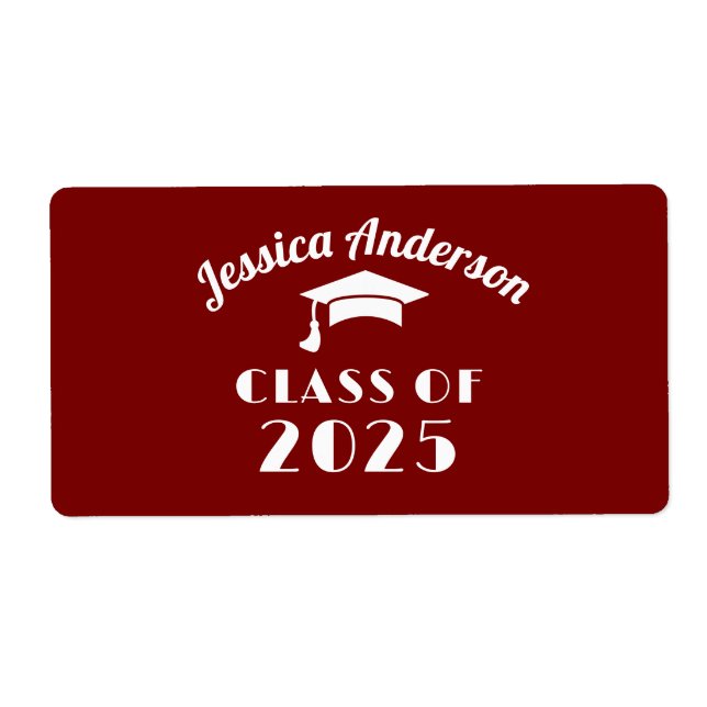 Personalisierter Maroon und weißer Abschluss (Vorne)