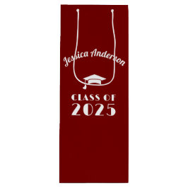 Personalisierter Maroon und weißer Abschluss Geschenktüte Für Weinflaschen