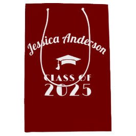 Personalisierter Maroon und weißer Abschluss Mittlere Geschenktüte