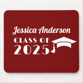 Personalisierter Maroon und weißer Abschluss Mousepad