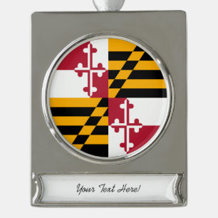 Personalisierter Maryland-Staats-Flaggen-Entwurf Banner-Ornament Silber