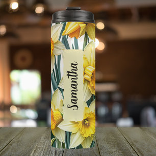 Personalisierter März Geburtsdatum Blume affodil 1 Thermosbecher