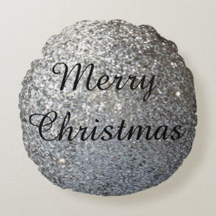 personalisierter massiver Silberglitter schlicht Rundes Kissen