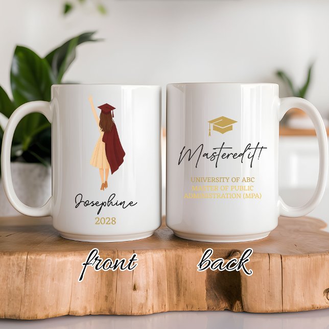 Personalisierter Master-Abschluss-Becher als Gesch Kaffeetasse (Custom Graduate Mug Master’s Degree Gift for Her, Master’s Degree Custom Mug Gift for Graduates)