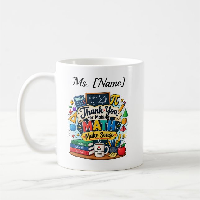 Personalisierter Mathematik-Lehrer-Kaffeebecher |  Kaffeetasse (Links)