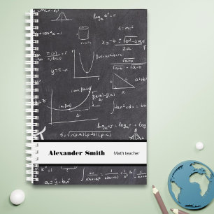 Personalisierter Mathematiklehrer schwarz mit Glei Planer