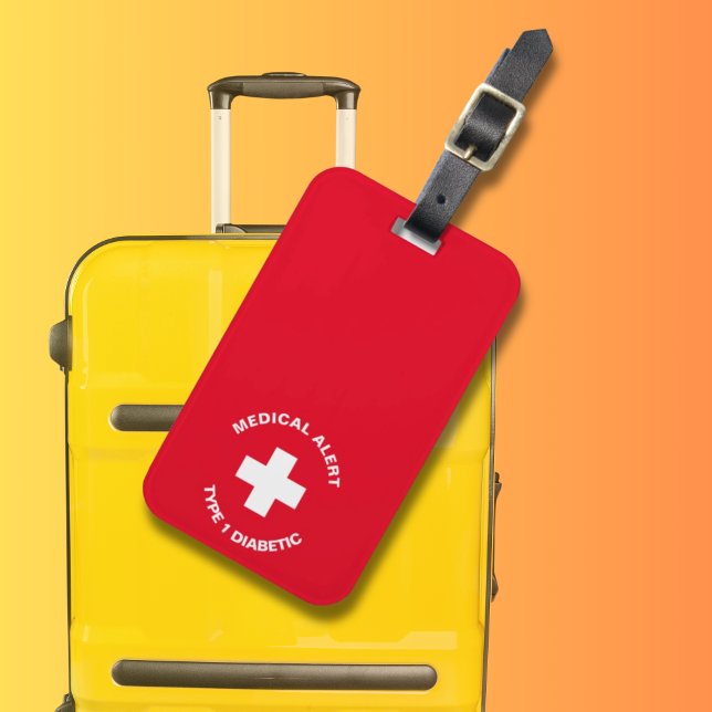 Personalisierter medizinischer Warnhinweis Diabeti Gepäckanhänger (Personalised Medical Alert Diabetic Red Luggage Tag
)