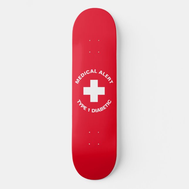 Personalisierter medizinischer Warnhinweis Diabeti Skateboard (Vorderseite)