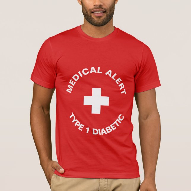 Personalisierter medizinischer Warnhinweis Diabeti T-Shirt (Vorderseite)
