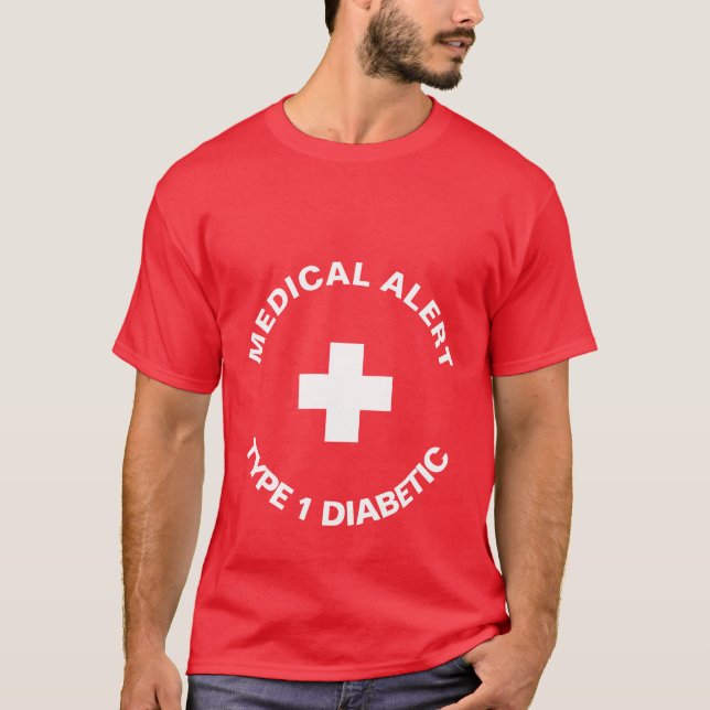 Personalisierter medizinischer Warnhinweis Diabeti T-Shirt (Vorderseite)