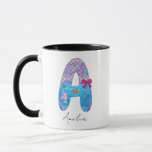 Personalisierter Meerjungfrau-Alphabet-Buchstabe A Tasse