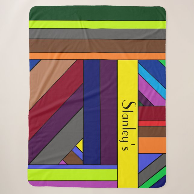 Personalisierter, mehrfarbiger Stripteppich Sherpadecke (Vorderseite)