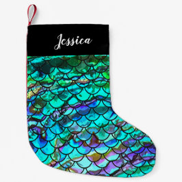 Personalisierter Mermaid Scale-Strumpf Kleiner Weihnachtsstrumpf