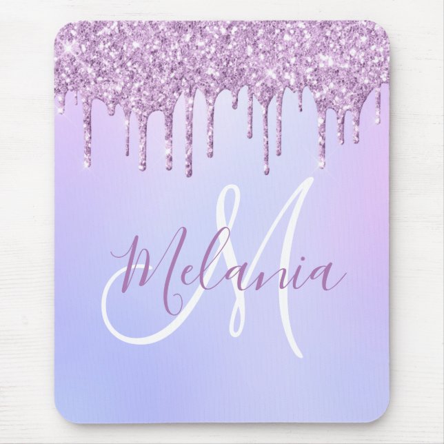 Personalisierter metallischer Lila Tropfen Lavende Mousepad (Vorne)