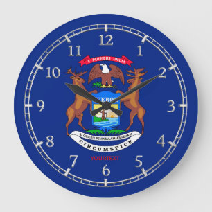 Personalisierter Michigan-Staats-Flaggen-Entwurf Große Wanduhr