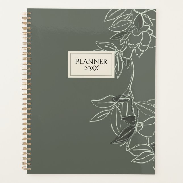 Personalisierter minimaler Blumenplaner 20XX Planer (Vorderseite)