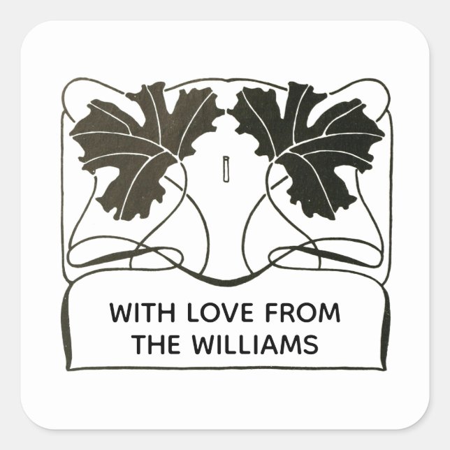 Personalisierter Minimaler einfacher Blütenbow Quadratischer Aufkleber (Vorderseite)