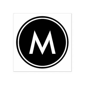 Personalisierter Minimaler weißer Schwarzkreis Gummistempel