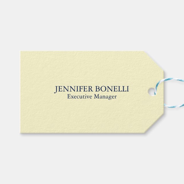 Personalisierter Minimalist Name in Cremefarbe Geschenkanhänger (Vorderseite (Horizontal))