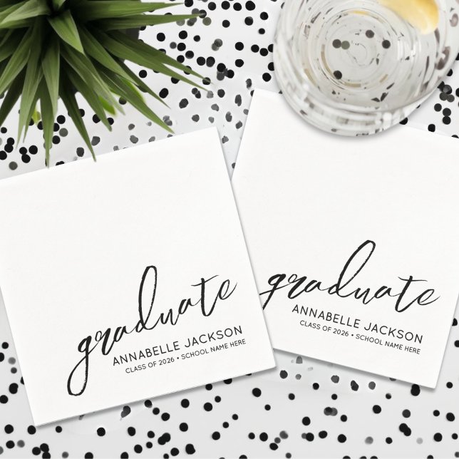 Personalisierter Minimalistischer Abschluss Serviette (Personalized Minimalist Graduation Napkins)