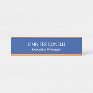 Personalisierter minimalistischer blauer Name hinz Schreibtischnamensplakette